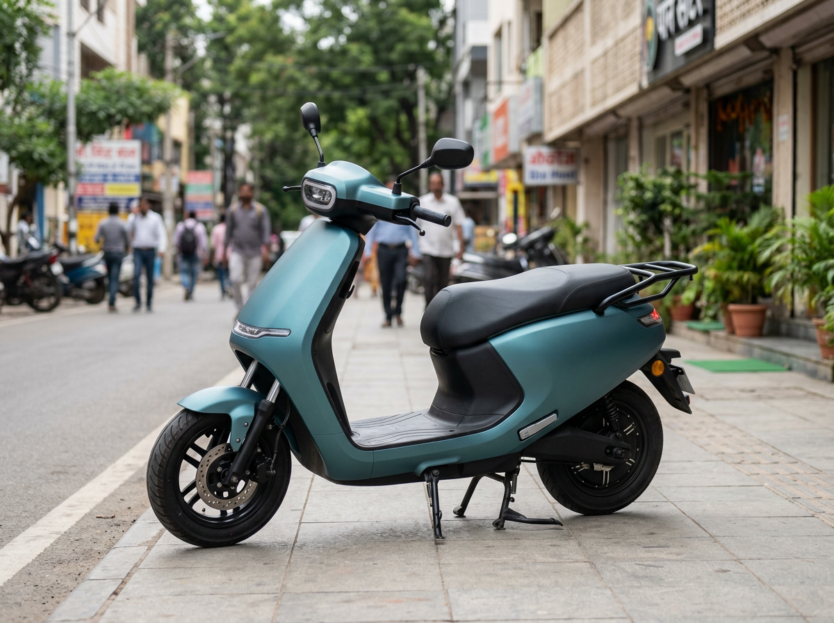 Electric scooter parked on a city street